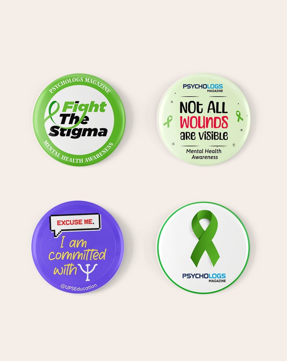 Pack of Mental Health Badges, Psychologs Magazine, Mental Health Magazine, Psychology Magazine