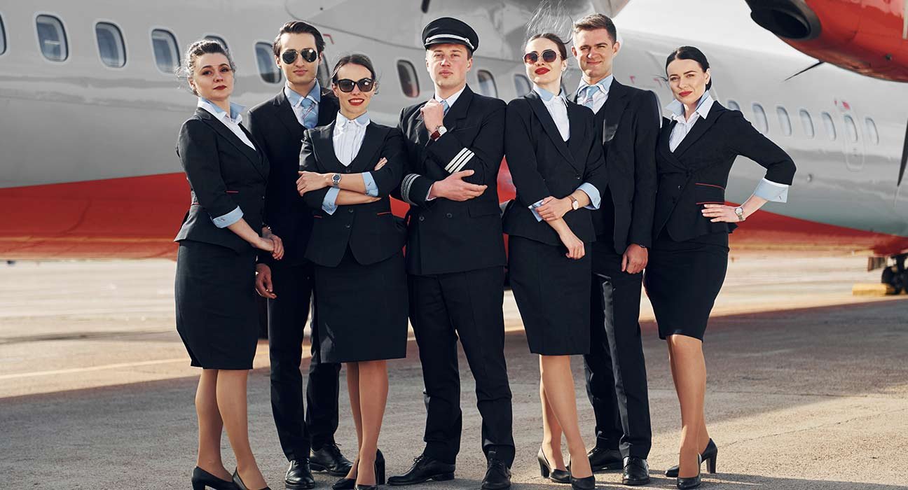 A pilot crew standing together