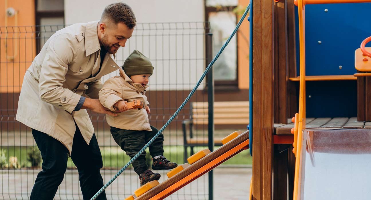 A father playing with his child