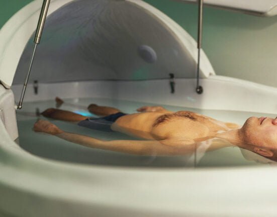 A man taking Float therapy